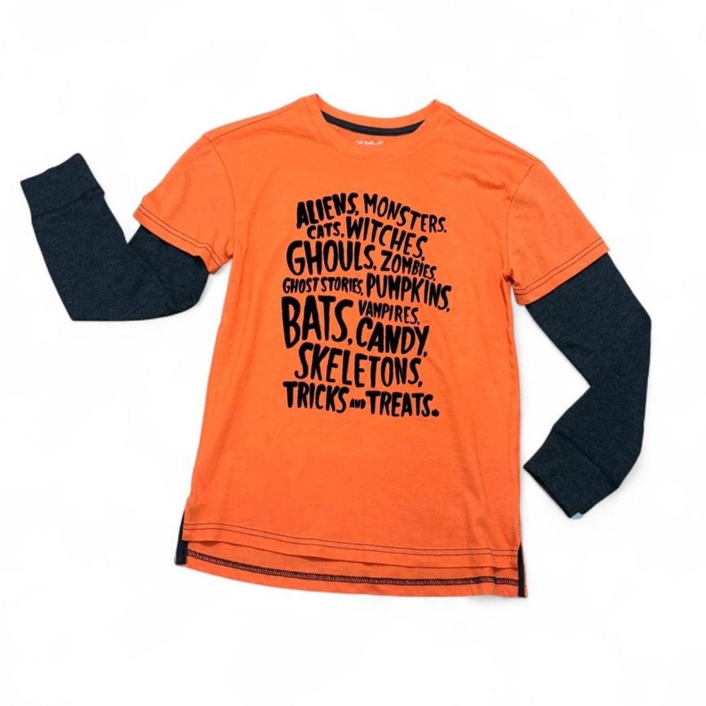 NWT Halloween Graphic Layered Tee long sleeve skater boy Cat & Jack Kids M 8/10